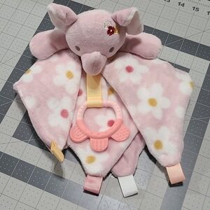 Elephant Lovey Security Blanket Pink Daisy Baby S L Home Fashions Teething Tag